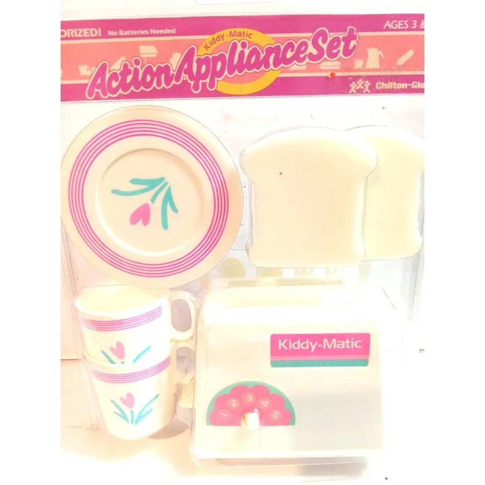 Vintage Chilton Kiddy-Matic Action Appliances Set Toaster Accessories NOS